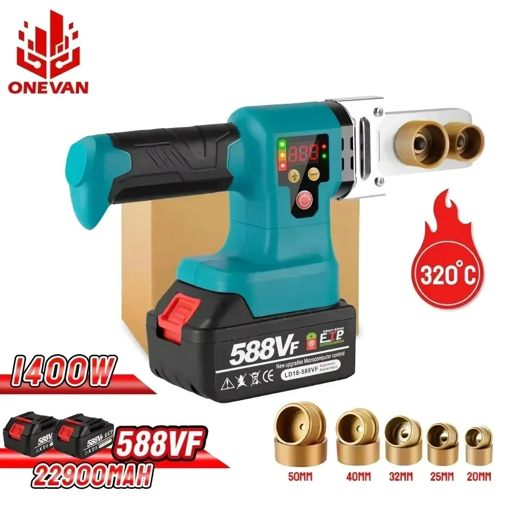 1400W Pipe Welding Machine Digital Display Rechargeable Hot Melt Machine Plastic Welding For Makita 18v Battery pipe welding