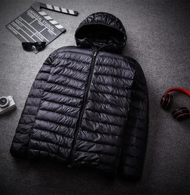 Men's Down Jacket Fashion Hooded Puffer Jackets Autumn Winter White Duck Down Casual