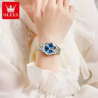 OLEVS-Montre-bracelet à quartz étanche en acier inoxydable pour femme, montre-bracelet en diamant, miroir losange élégant, marque supérieure, originale 3