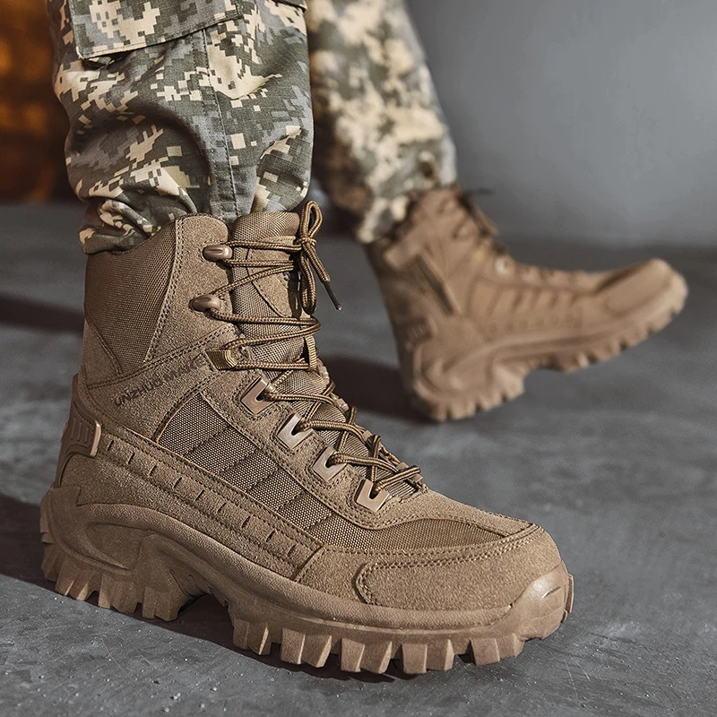 2022 New Winter Footwear Military Tactical Mens Boots Special Force Leather Desert Combat Ankle Boot Army Men's Shoes Plus Size