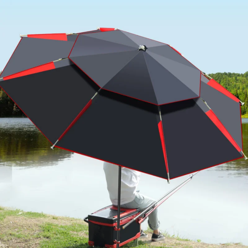 Parapluie de pêche anti-UV 360° ajustable imperméable grand format pour camping et extérieur