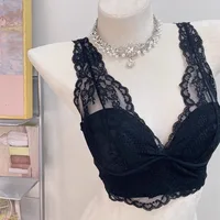 Soutien-gorge en dentelle blanche, sous-vêtements Sexy au dos, sans anneau en acier, vêtements intérieurs froncés, haut assorti, 2025 1