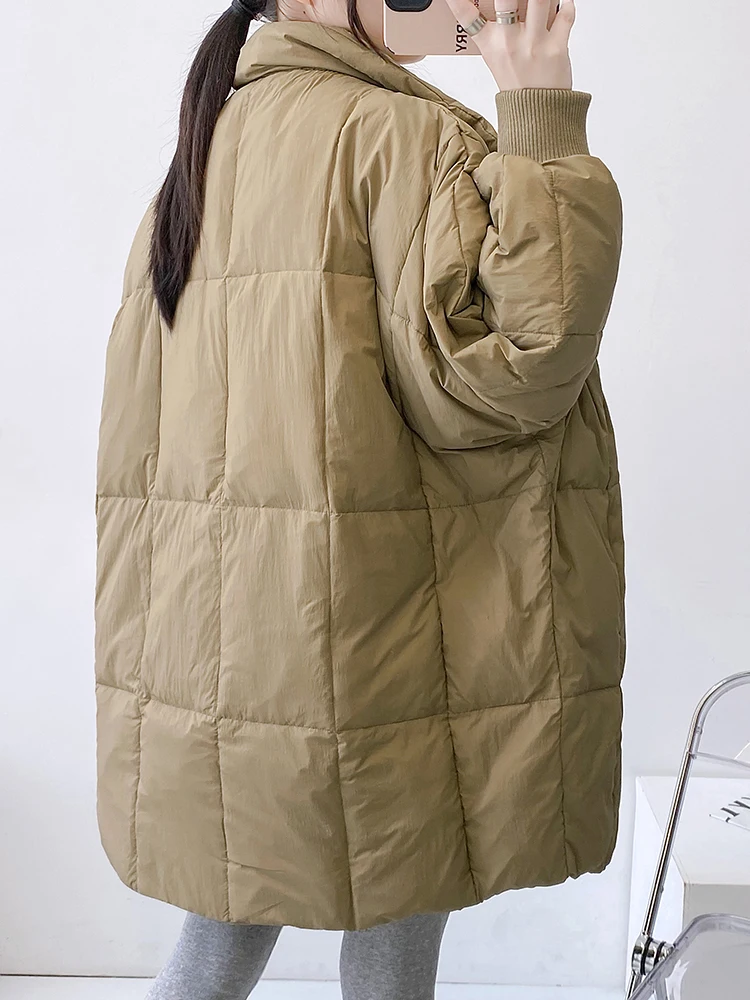 Batwing Sleeve down Jacket Women's Mid-Length Loose Fashion White Duck down Winter Coat