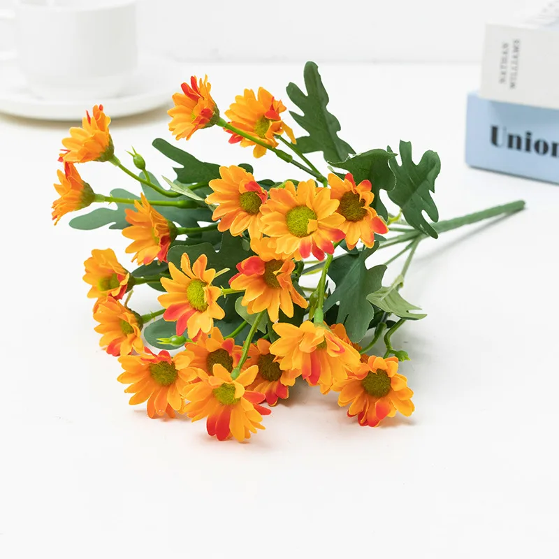 21 Köpfe Sonnenblumen, kleine Gänseblümchen, Sträuße aus Kamille, Hochzeitsdekorationsmaterialien, Heimdekoration, DIY, künstliche Blumen, C – Detail 2