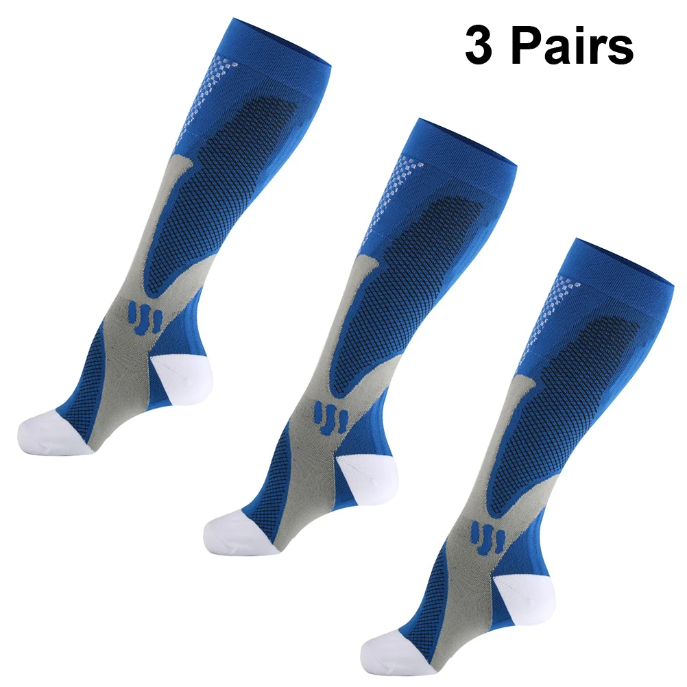 

3 Pairs of Soccer Compression Socks Running Fitness Sweat-absorbent Stockings for Outdoor Activities Cycling (L/XL)