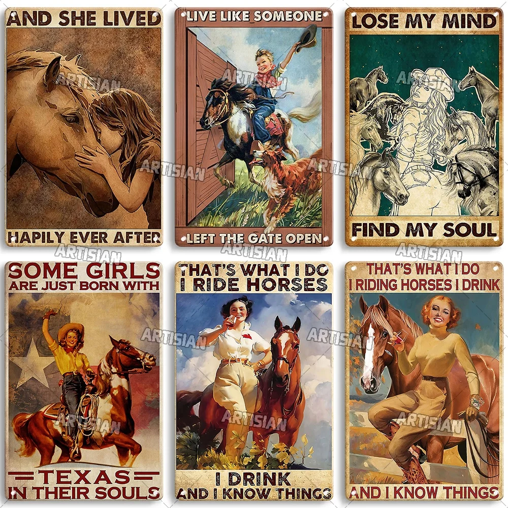 Targa in metallo con scritta in lingua inglese Some Girls Are Just Born with Rodeo in their Souls, poster vintage in metallo, decorazione da parete, decorazione da parete, cucina, casa, garage, 30,5