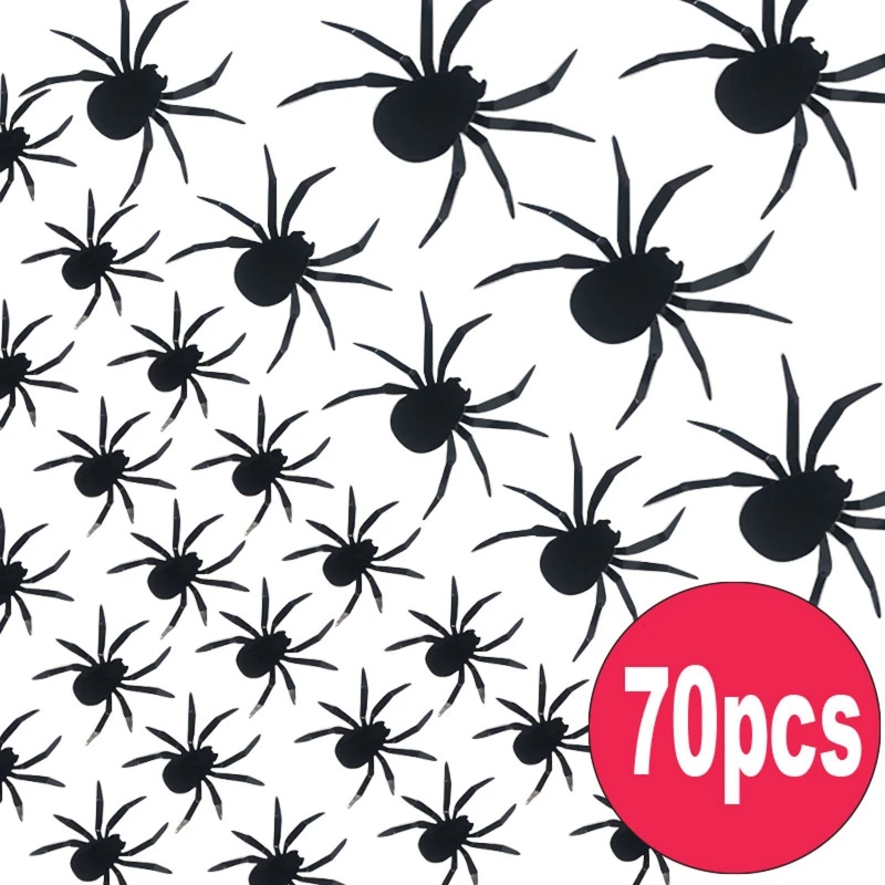 Horror 3D PET Spider Wall Stickers 70pcs/set Different Sizes Art Wallpaper for Halloween Party Home Door Window Decoration |