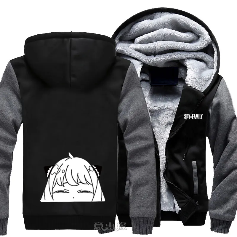 

New Winter Warm Men Jacket Coat Spy x Family Anya Forger Hoodie Coat Sweatshirt Anime Hoodie