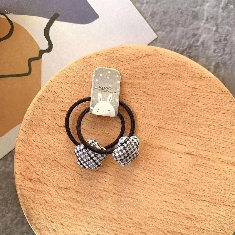 2 stücke Samt Herz Plaid Stern Taste Elastische Haar Bands Gummi Haar Seil Krawatte Mädchen Haar Scrunchie Pferdeschwanz Halter Gum zubehör – Detail 8