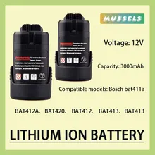 12V, 3000mAh, lithium ion battery, suitable for Bosch bat411, bat411a, bat412, bat412a, bat413, bat413a