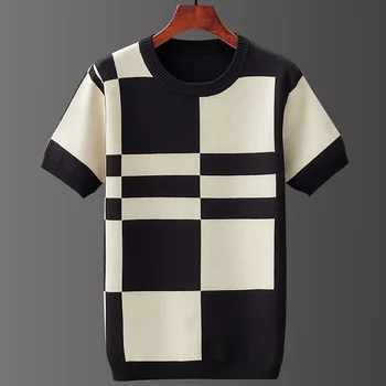 Maglioni lavorati a maglia a maniche corte per uomo pullover elasticizzati moda inverno cotone di alta qualità morbido e confortevole Sueteres Para Hombre 1