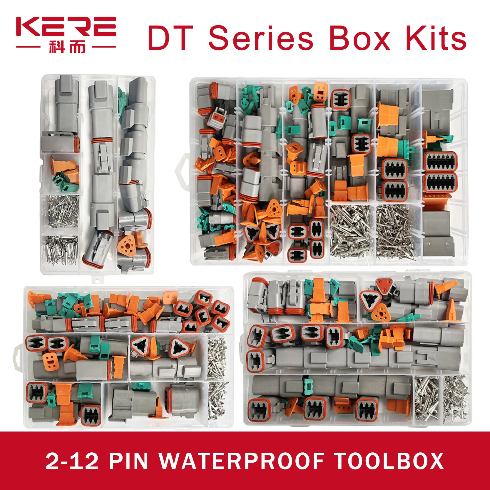 KSoutheast 288Pcs Deutsch DT Série Étanche Fil Connecteur Kit DT06-2/3/4/6S DT04-2/3/4/6P Automobile Scellé Prise Avec Broches Boîte