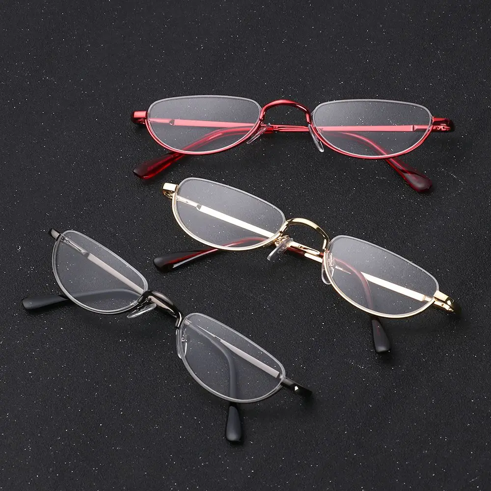 

Half Moon Semi Rimless Reading Glasses Women Men Metal Spring Hinges Presbyopia Eyeglasses Small Frame Hyperopia Optical Eyewear