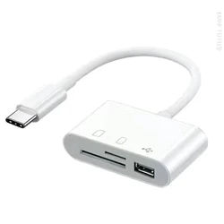 Universal 3 - in - 1 Type C Card Reader and OTG Adapter (WHITE)