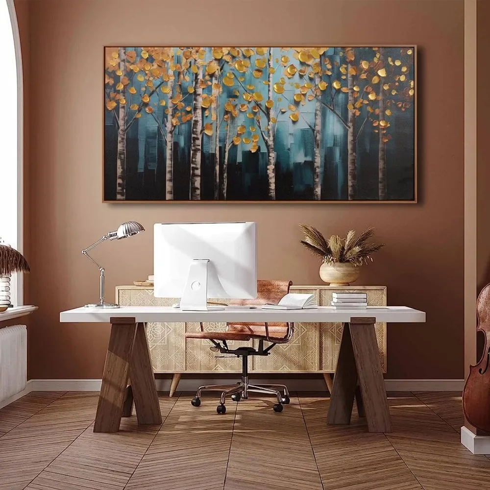 

Decorations Painting Canvas Print Gold Abstract Picture Artwork Framed for Bedroom Living Room and Office Wall Decor