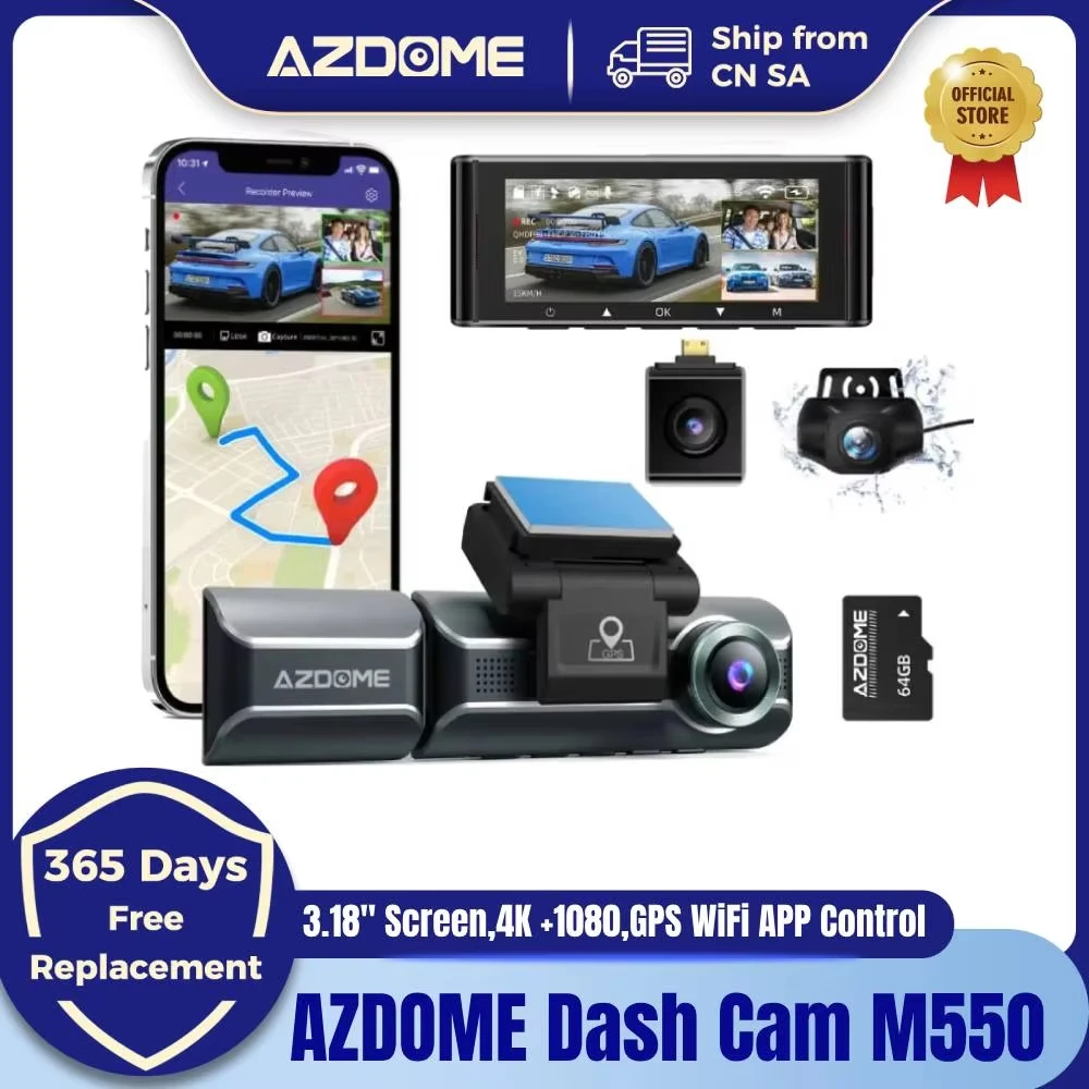 新品未開封　ドライブレコーダー 前後車内3カメラ AZDOME M550 4K高画質 ドライブレコーダー 前後車内3カメラ AZDOME LS05(M550