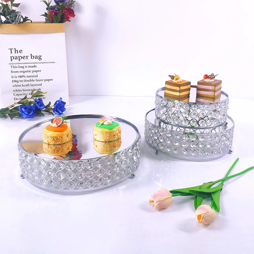 1pc Gold Mirror Metal Cake Stand Round Cupcake Wedding Birthday Party Dessert Pedestal Display Plate Home Decor