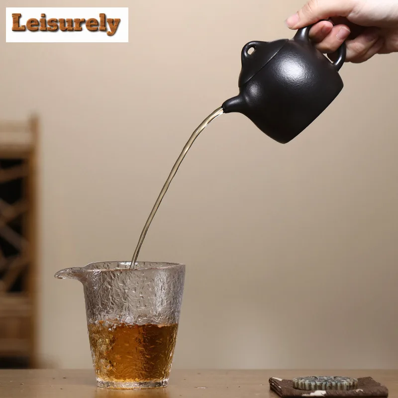 210ml Handmade Yixing Purple Clay Teapots Handmade Pot Raw Ore Black Zhu Mud Tea Infuser Kettle With Strainer  Zisha Tea Set