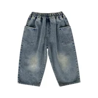 2024 Spring Autumn Kid Boys Denim Pants Side Pocket Polished White Children Boys Pants Elastic Waist Casual Baby Boys Trousers 5