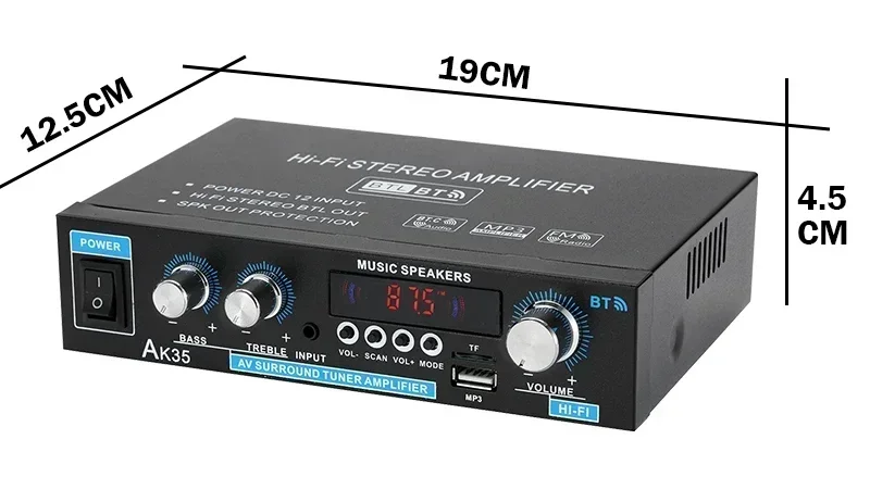 【Popular choice】 AK35 800W Home Digital Amplifiers Audio 110-240V Bass Video Power bluetooth Amplifier Hifi FM USB Auto Music Subwoofer Speakers.
