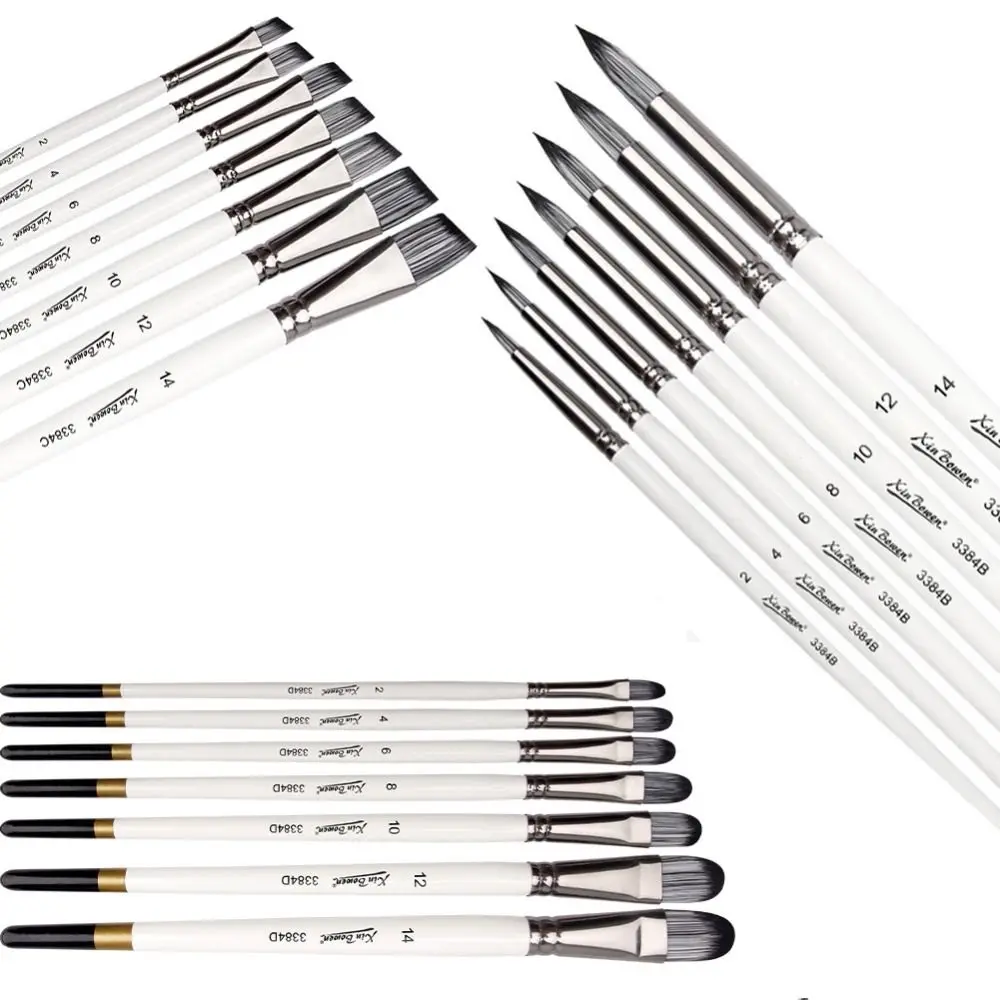 

7Pcs/set Nylon Hair Painting Brushes Set Wooden Handle Multifunctional Watercolor Drawing Brushes Kits White Portable