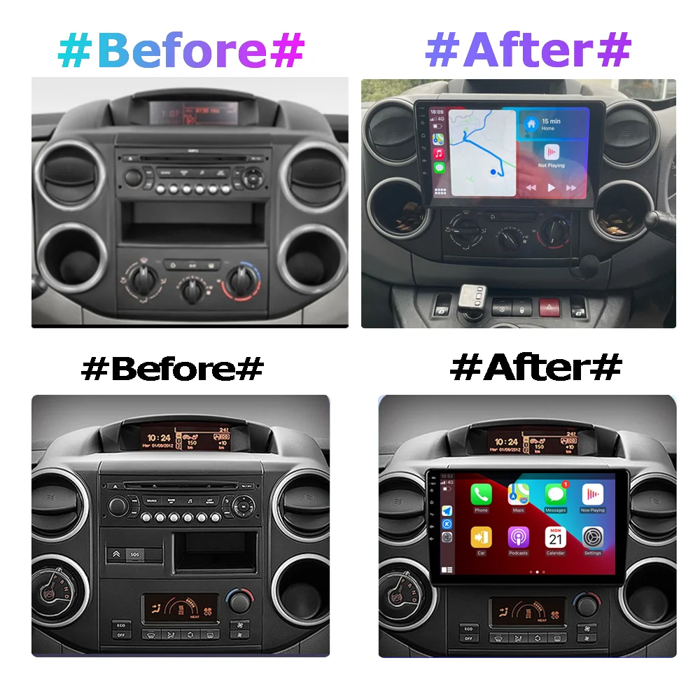 For Citroen Berlingo 2 B9 Peugeot Partner 2008-2018 Car Radio Multimedia  Player Android Carplay WIFI GPS Navigation Touch Screen