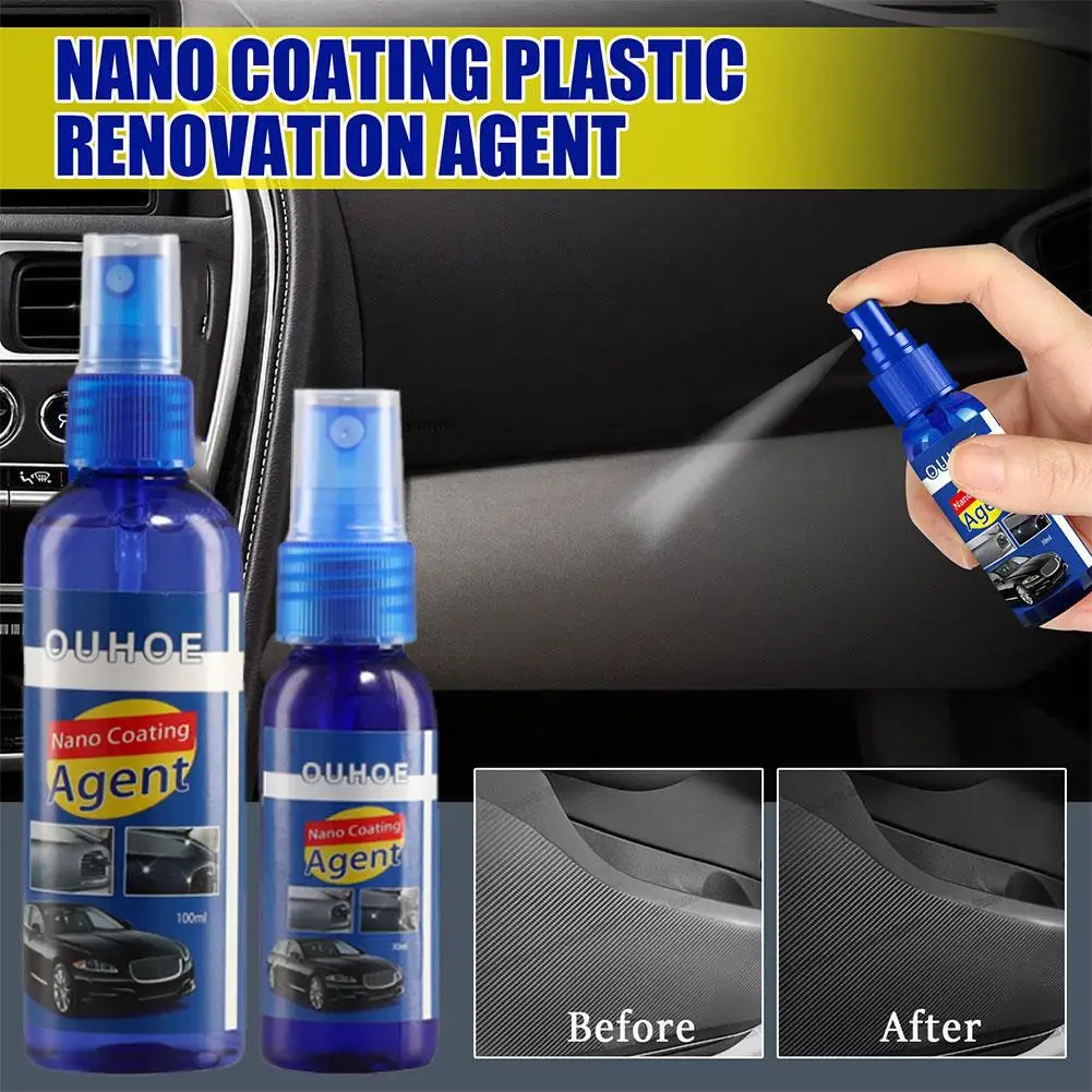 Car Nano Coating Agent for All Plastic Leather Parts Dust Remover Car Polish Cleaning Spray Interior Cleaning Tools