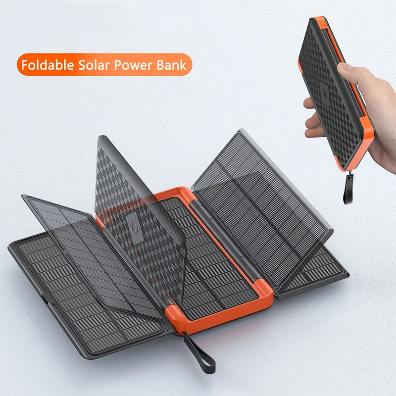

Folding Solar Power Bank 20000mAh with 3 Solar Panel Qi Wireless Charger Powerbank for iPhone 14 Samsung Huawei Xiaomi Poverbank