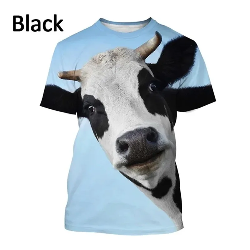 3D-Gedrucktes Kuh-Motiv Herren Sportliches Schnelltrocknendes Atmungsaktives T-Shirt Lustiges Retro Outdoor Street Casual Kinder Kurzarm-Shirt – Detail 13