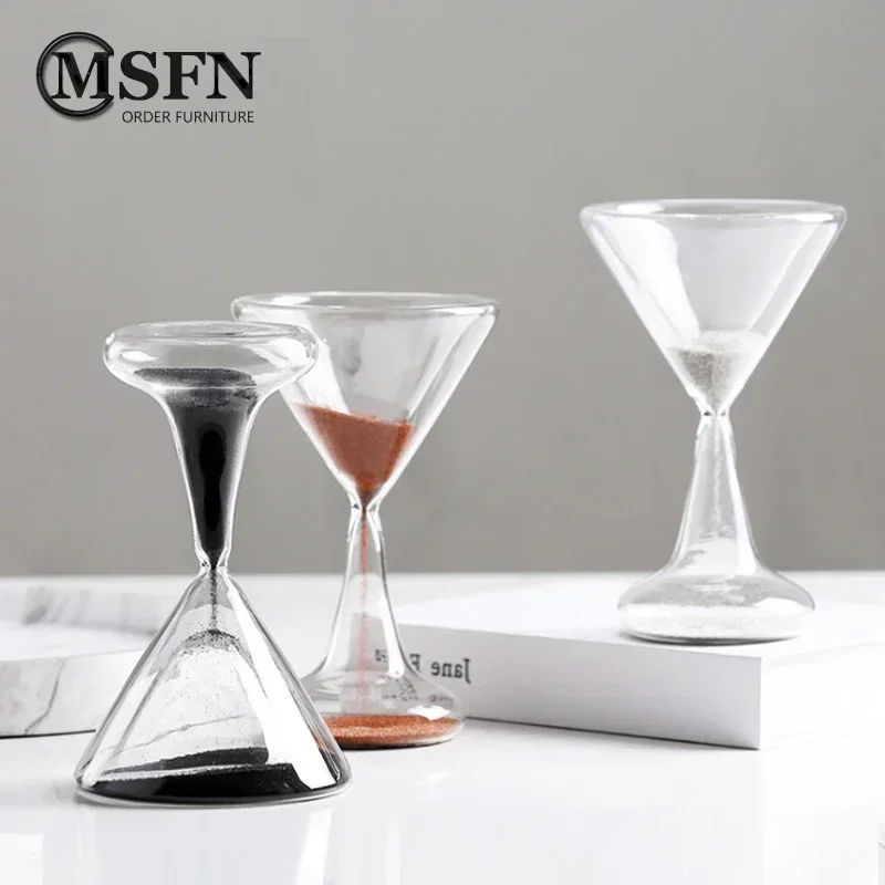 Creative Glass Sand Clock Design Wine Glass Shape Beautiful Hourglass 5 Minute Timer Clessidra Desk Decor Living Room Ornaments 2