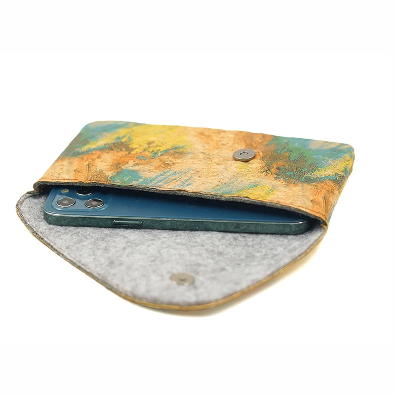 Universal Lightweight Cork Fabric Phone Pouch with Compact Storage Wallet