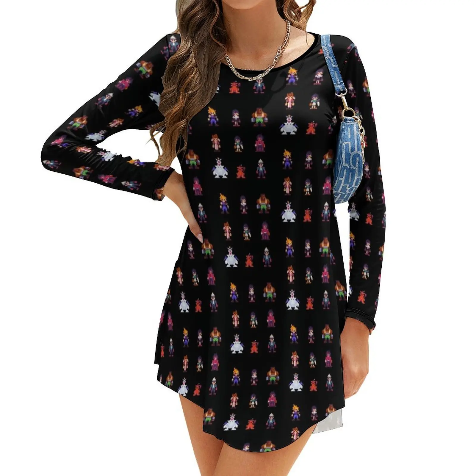 

FF7 Pixel Character Long-Sleeve Dress prom clothes Evening dresses