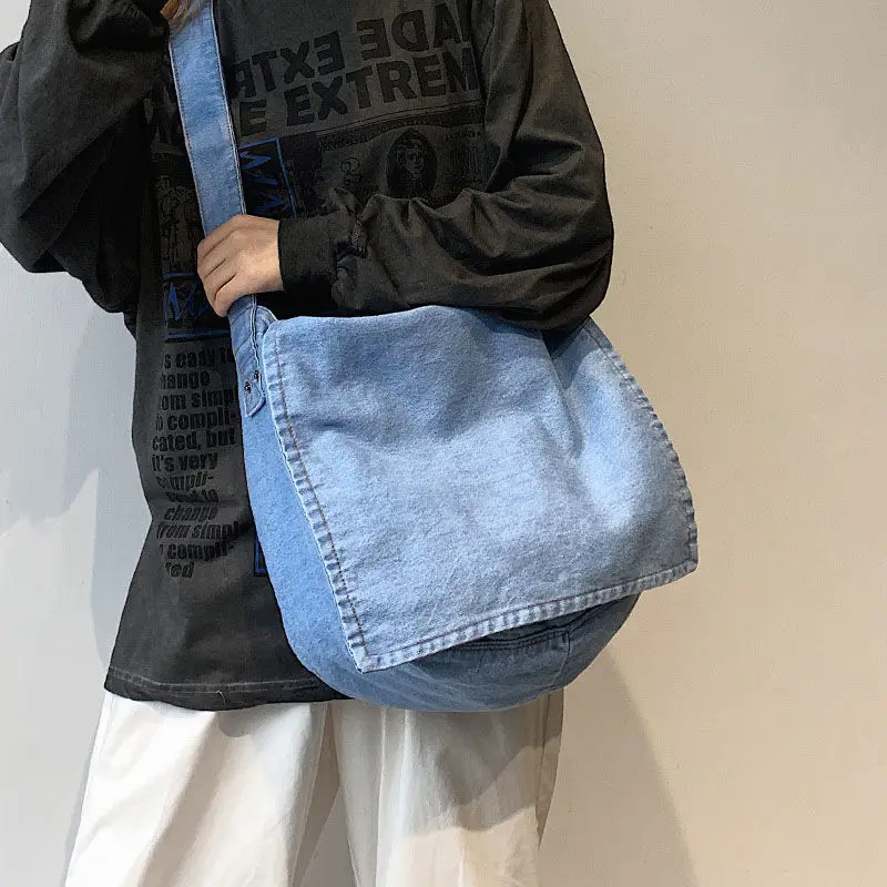 

New Fashion Denim Canvas Panel Contrast Crossbody Women's Bag Large Capacity Shoulder Bag Casual Simple Versatile Women's Bag