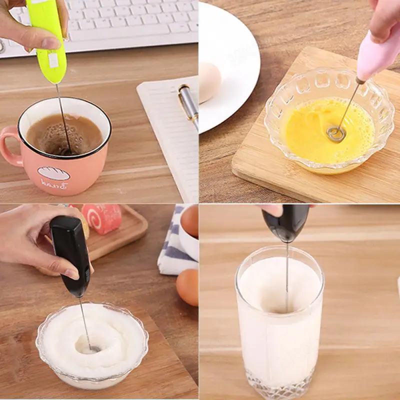 Milk Drink Coffee Whisk Stirrer Mini Milk Frother Mixer Stainless Steel  Electric Home Kitchen Egg Beater for Kitchen Tools