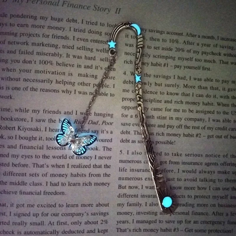 Retro Luminous Metal Bookmark Butterfly Dragonfly Bookmark Childrens Stationery Student Supplies Gift