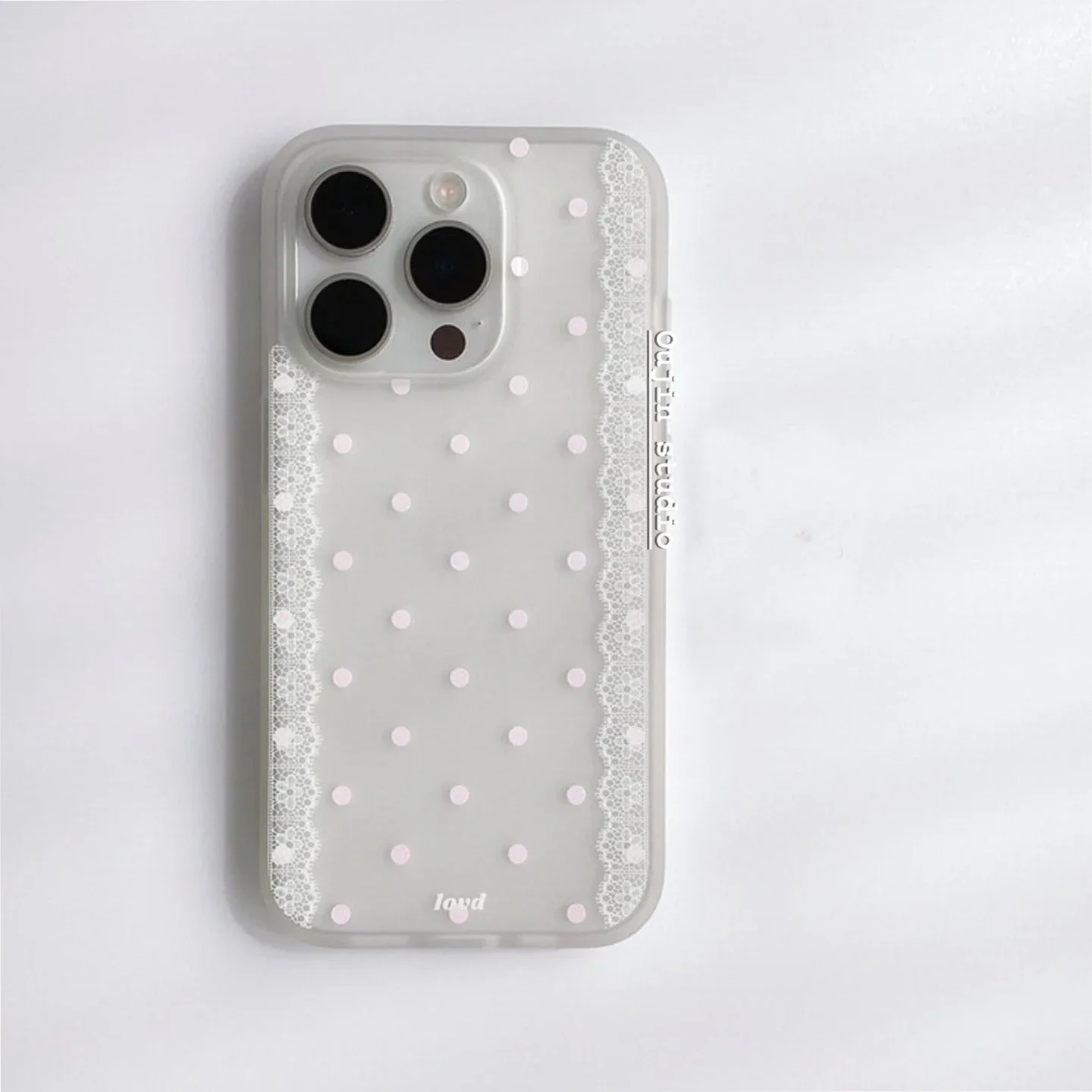 Korean Pink Polka Dots White Lace Edged Cute Phone Case - Y2K Style Cover