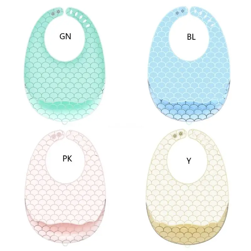 

Baby Silicone Bibs Waterproof Bib Travel Feeding Bib with Food Catcher Pocket