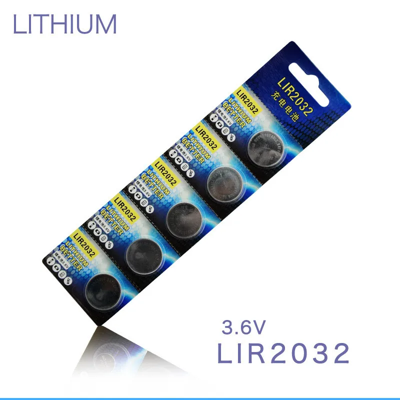 

10Pcs 3.6V 40mah LIR2032 LIR 2032 lithium rechargeable battery for remote control watch computer motherboard button cell CR2032