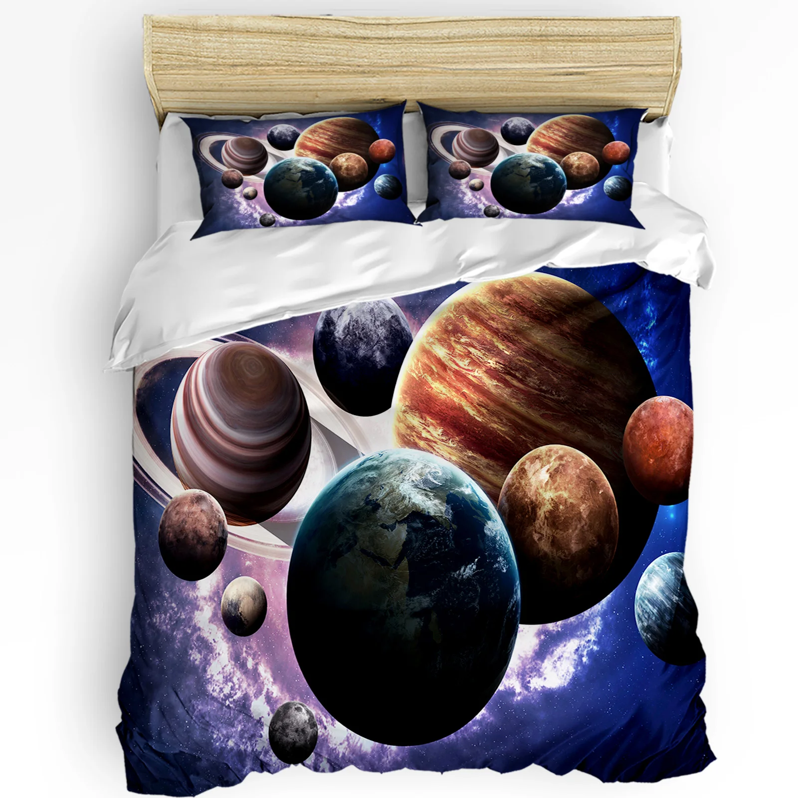 

Universe Galaxy Planet 3pcs Duvet Cover Set with Pillow Case Double Comforter Bedding Set Quilt Cover Couple Bed