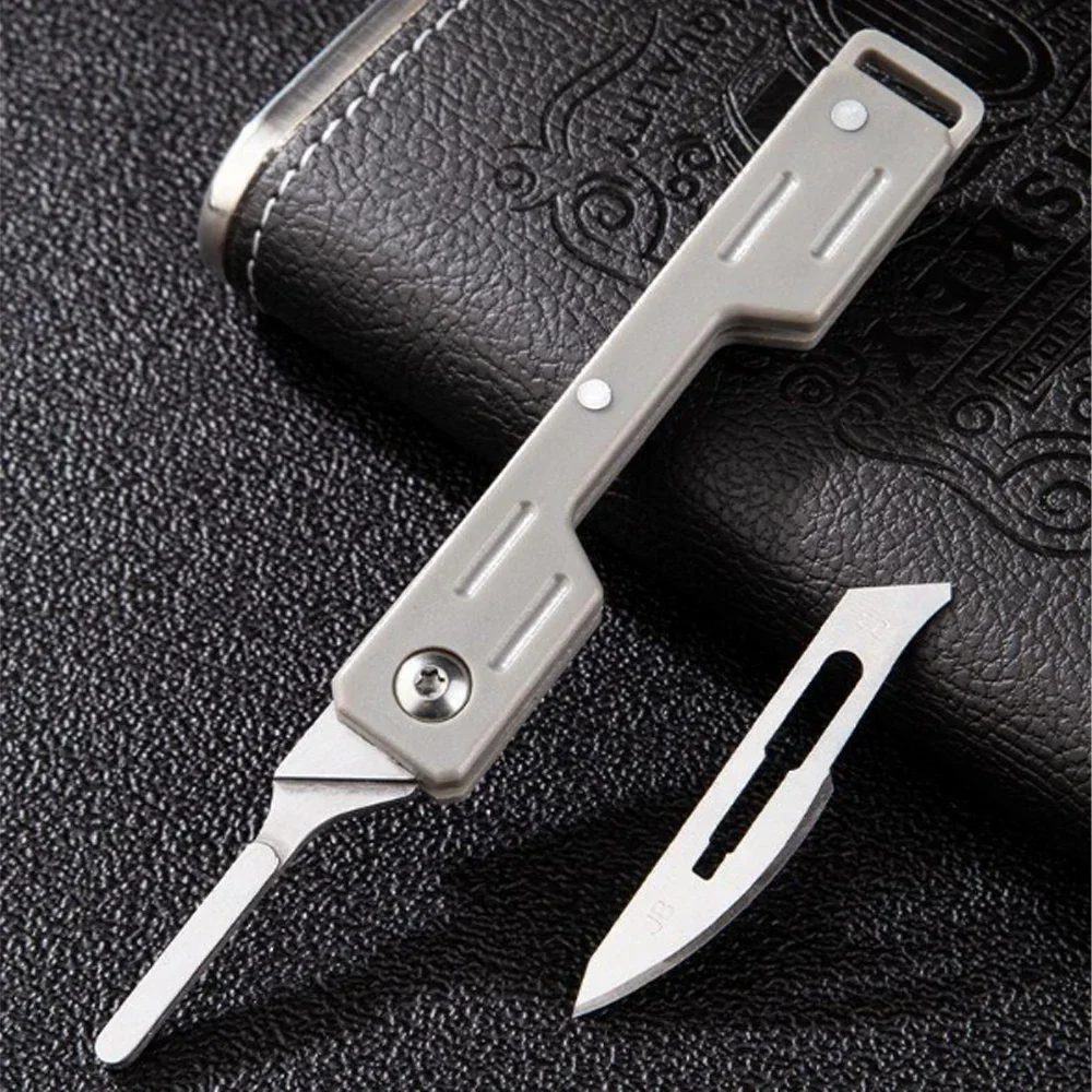 Mini Folding Surgical Knife Stainless Steel Holder Plastic Handle Medical Outdoor Portable Unboxing EDC Knife