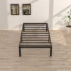 16 inch twin bed frame without box spring, metal platform, with 14 inch storage space, 2500 pound steel bar support, black 2