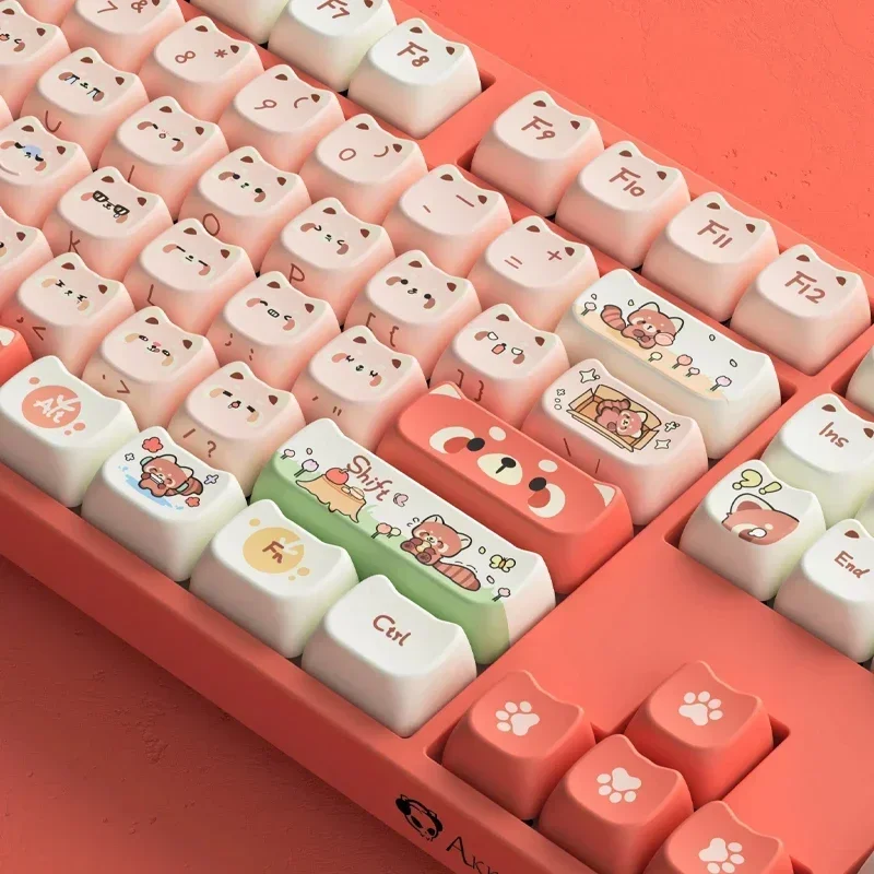 Monsgeek Raccoon MAO 142-Key Keycaps PBT Dye-sub Full SP Keycap Set for Mechanical Keyboards Customized Cute Cat Ear Theme