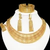 Luxury 18K Gold Plated Jewelry Set Italy Dubai Necklace Earrings Bracelet Ring For Women Mother's Day Gift ﻿