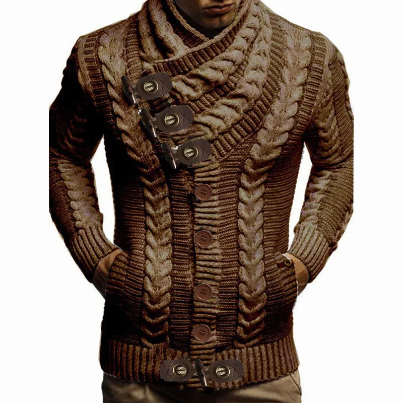

Autumn Winter Turtleneck Sweater Men Casual Solid Knitted Cardigan Men FullSleeve Slim Men's Oversized Sweaters Coat