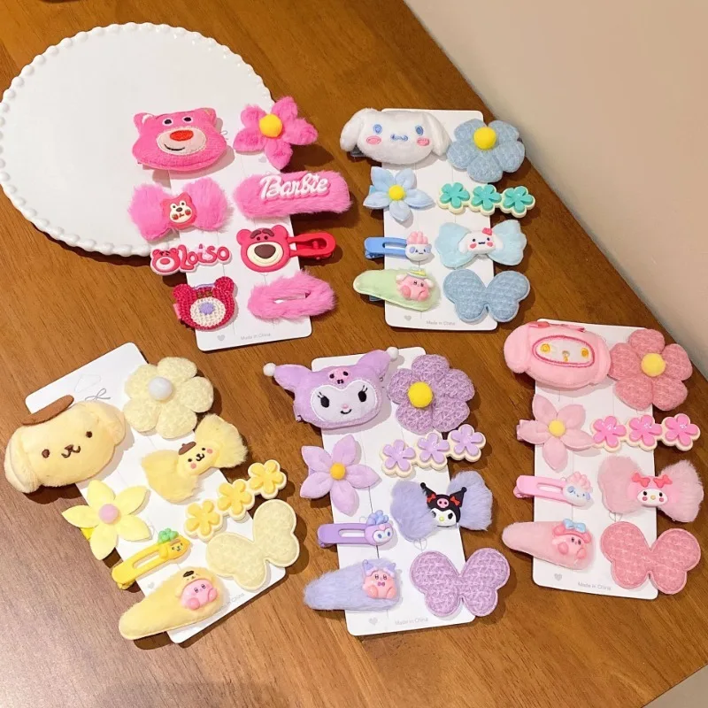 

8pcs Sanrio Kuromi Children's Hairpin Cinnamoroll Pompompurin Cute Cartoon Sweet Girls Hair Clip Girly Heart Hair Accessories