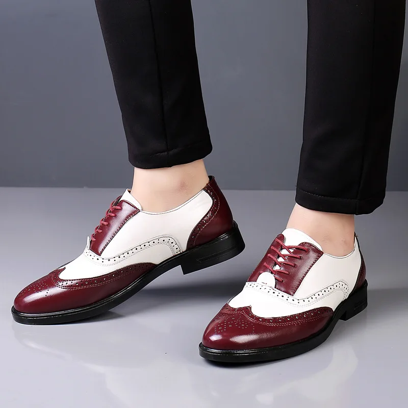Mens Leather Dress Shoes Leather Brogues Men Big Size Fashion Wedding Party Men Dress Shoes Italian Designer Male Drivng Formal Shoes Lace Up Oxfords