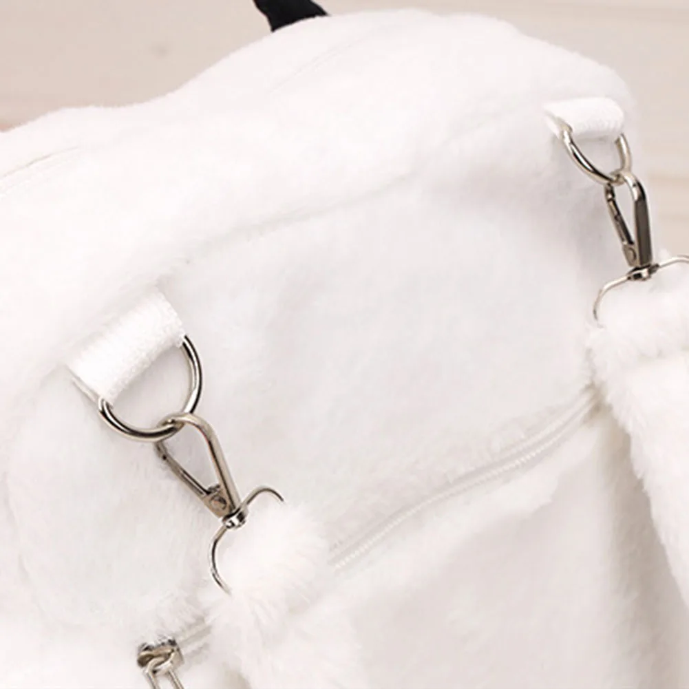 Plush Cat Paw Backpack Girls Soft Furry Purse Cute Cartoon Large Capacity School Bag Women Kawaii Japanese JK Shoulder Bags