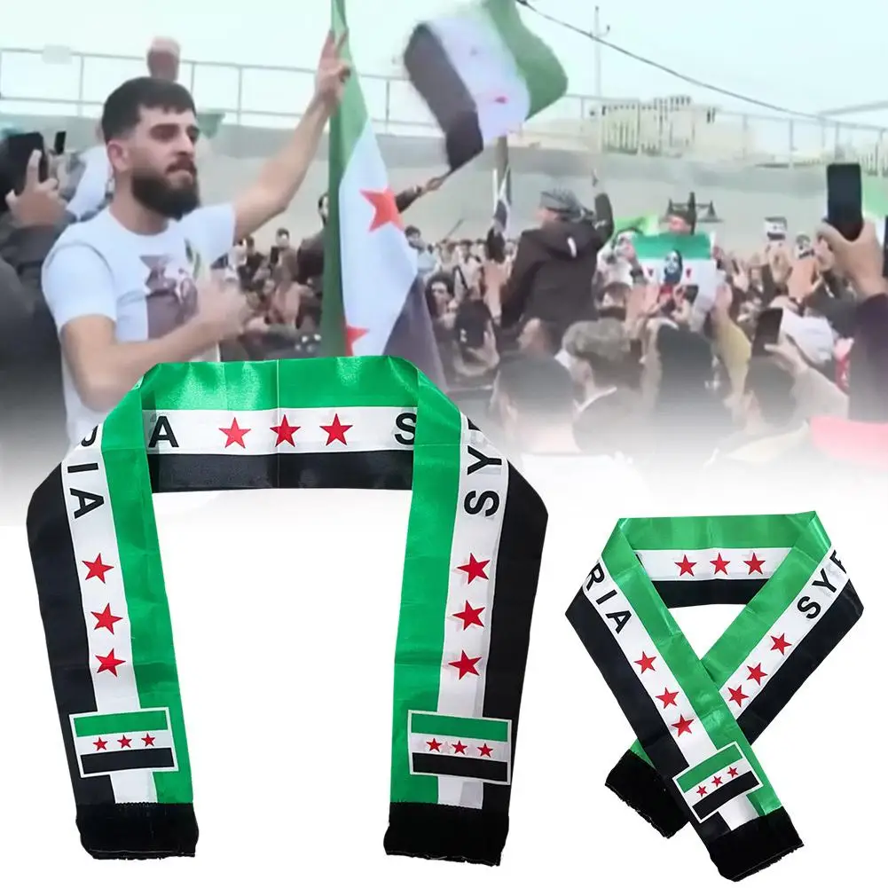 Vibrant Printing Syrian Flags Banners Scarf for Formal Event National Flags Sash Satins Flags Banners for Holiday Gathering 2