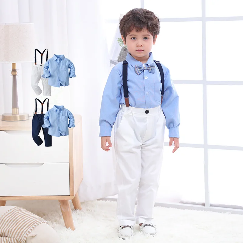 

Wholesale British Suspender Pants Two-Piece Clothing Spring and Autumn Boys' Suit