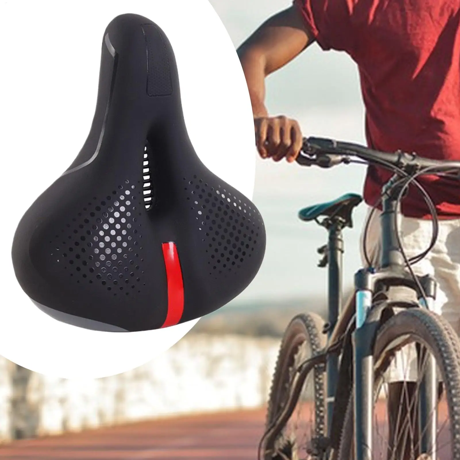 Bike Saddle Silicone Cushion Shock Absorbing Comfortable Cycling Seat Hollow Breathable Thickened Sponge Bicycle Seat